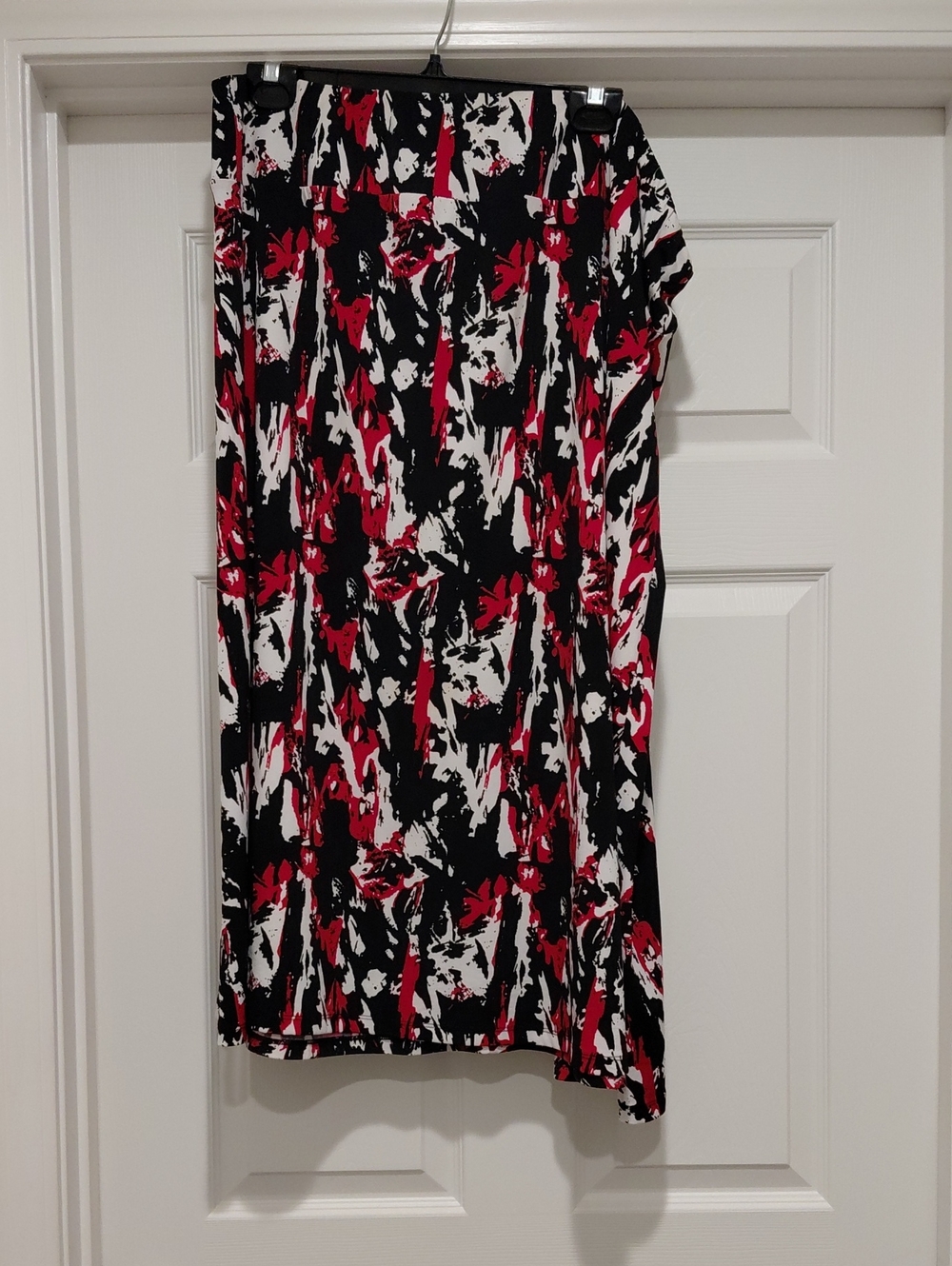 Cato Black Red White Abstract Midi Skirt